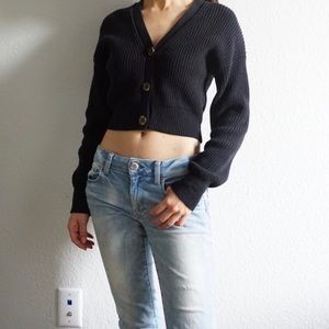 Urban Outfitter Black Cropped Cardigan New